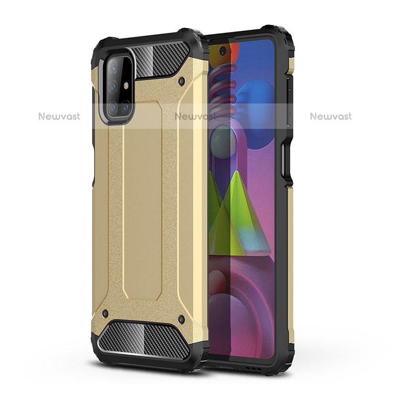 Silicone Matte Finish and Plastic Back Cover Case WL1 for Samsung Galaxy M51 Gold