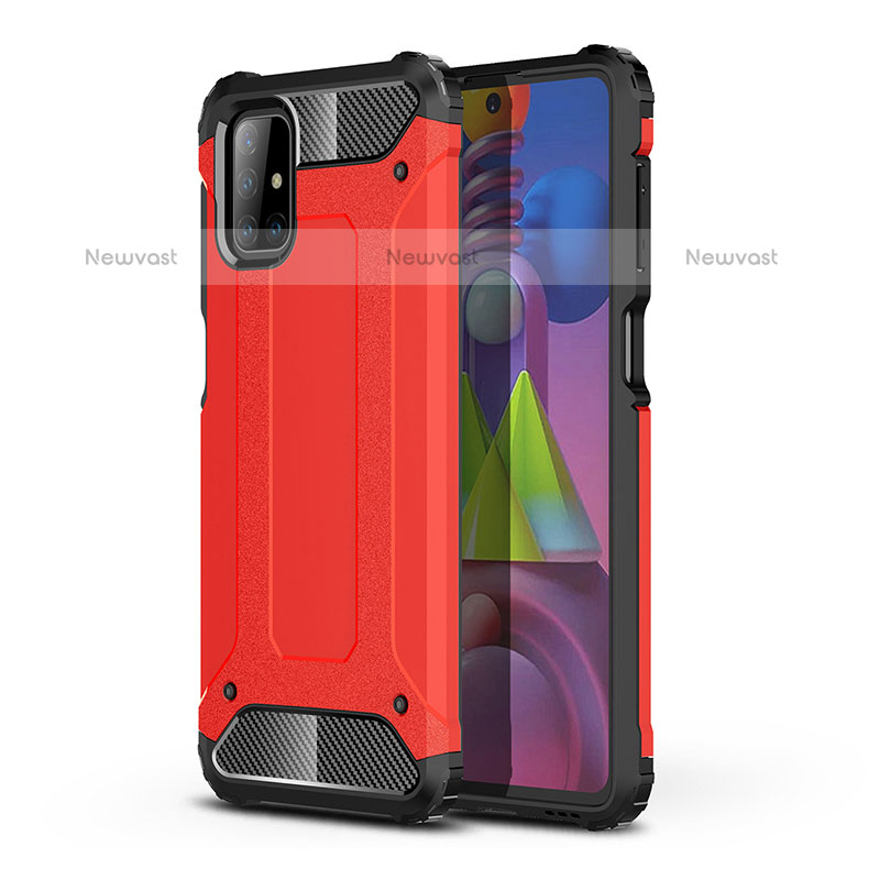 Silicone Matte Finish and Plastic Back Cover Case WL1 for Samsung Galaxy M51 Red