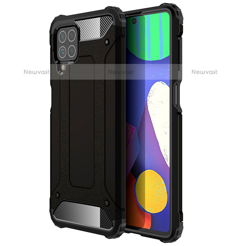 Silicone Matte Finish and Plastic Back Cover Case WL1 for Samsung Galaxy M62 4G Black