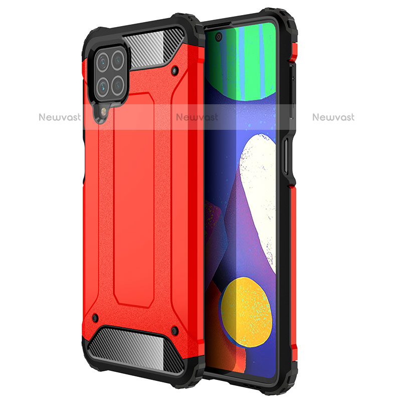 Silicone Matte Finish and Plastic Back Cover Case WL1 for Samsung Galaxy M62 4G Red