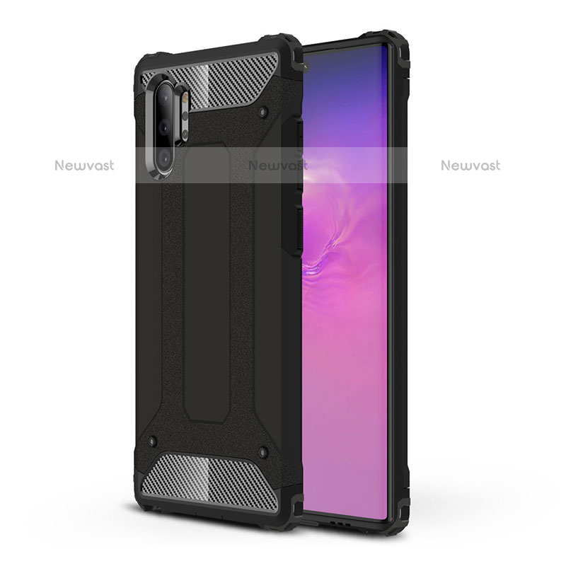 Silicone Matte Finish and Plastic Back Cover Case WL1 for Samsung Galaxy Note 10 Plus 5G Black