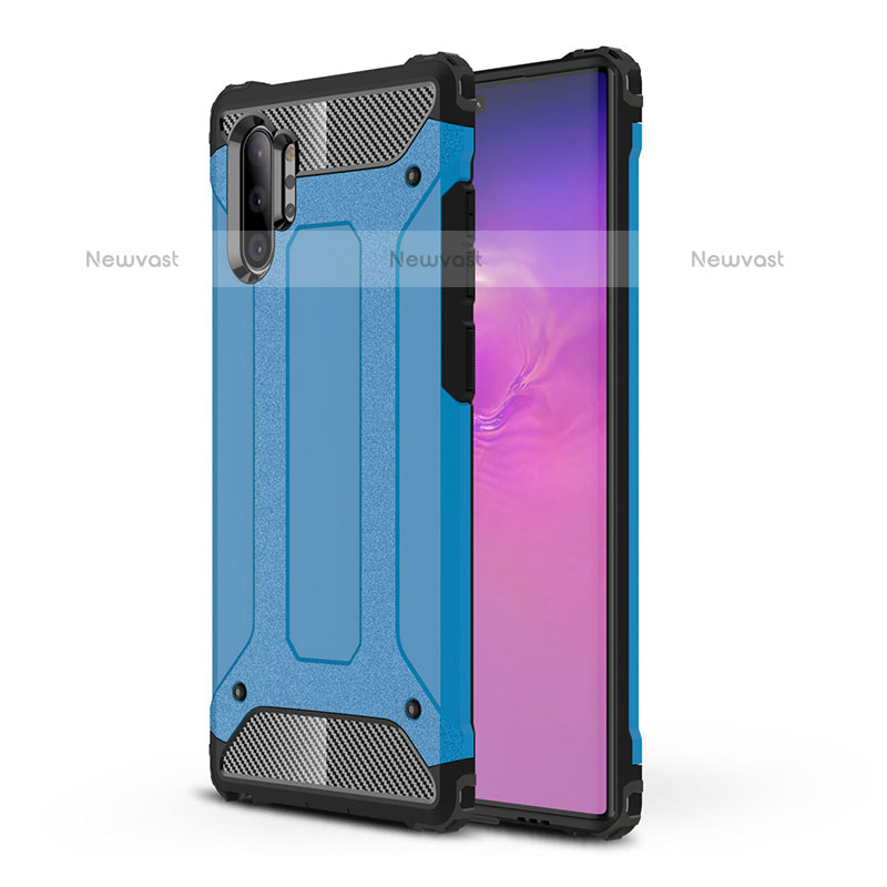 Silicone Matte Finish and Plastic Back Cover Case WL1 for Samsung Galaxy Note 10 Plus 5G Blue