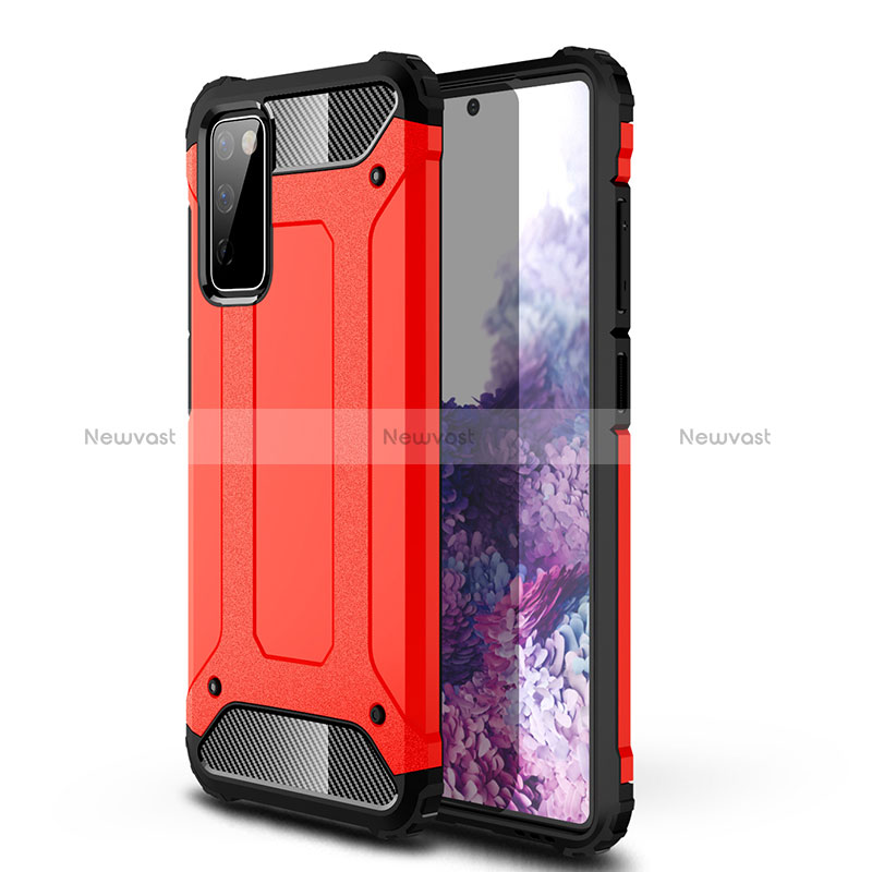 Silicone Matte Finish and Plastic Back Cover Case WL1 for Samsung Galaxy S20 FE 4G Red