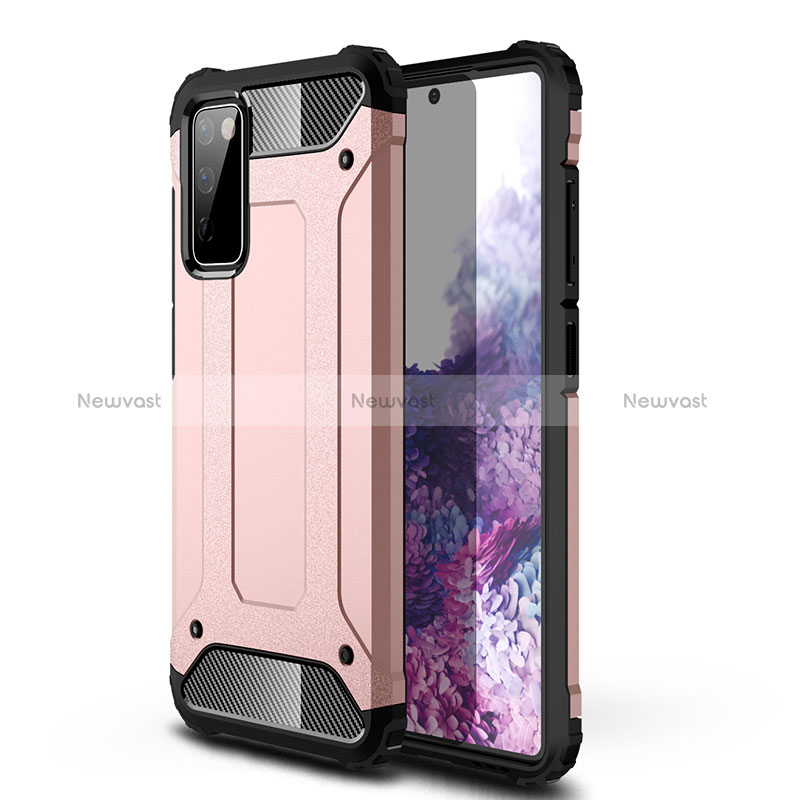 Silicone Matte Finish and Plastic Back Cover Case WL1 for Samsung Galaxy S20 Lite 5G Rose Gold