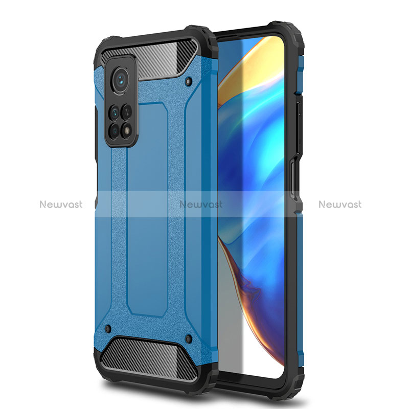 Silicone Matte Finish and Plastic Back Cover Case WL1 for Xiaomi Mi 10T 5G Blue