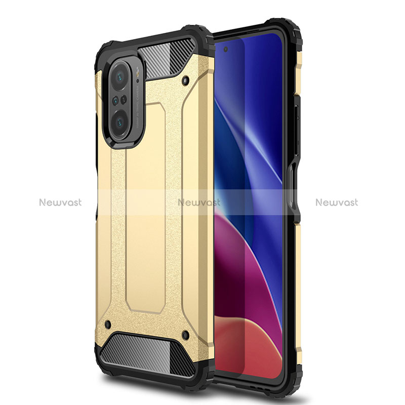 Silicone Matte Finish and Plastic Back Cover Case WL1 for Xiaomi Poco F3 5G Gold