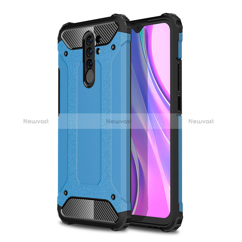 Silicone Matte Finish and Plastic Back Cover Case WL1 for Xiaomi Poco M2 Blue