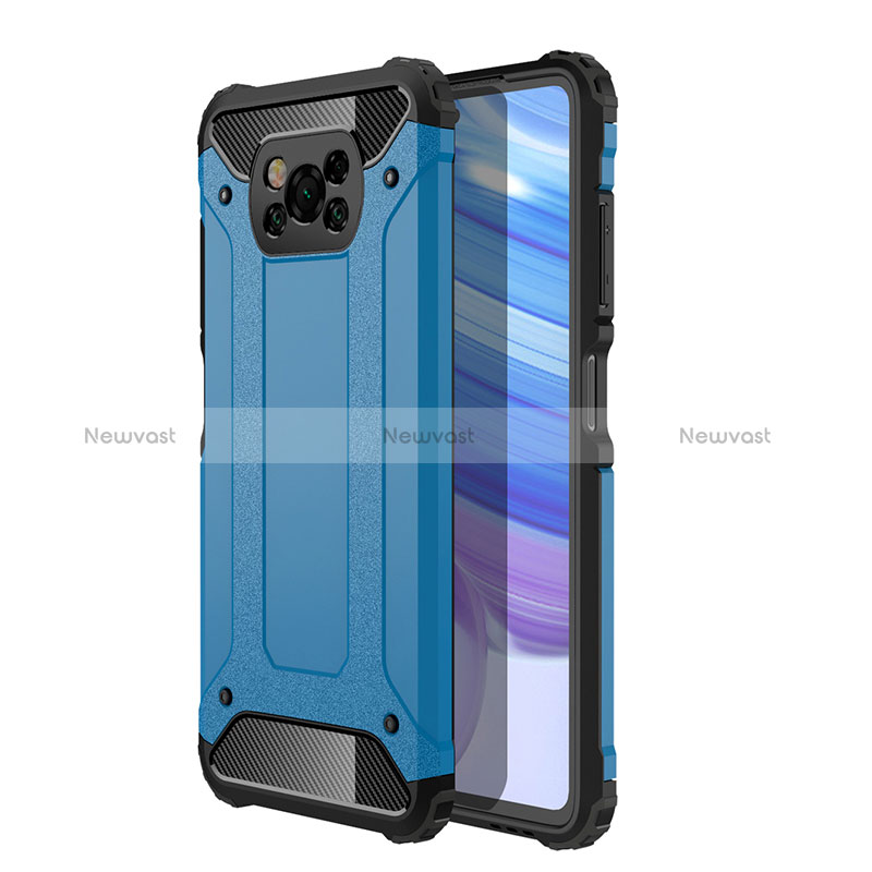 Silicone Matte Finish and Plastic Back Cover Case WL1 for Xiaomi Poco X3 Pro Blue