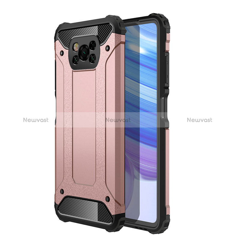 Silicone Matte Finish and Plastic Back Cover Case WL1 for Xiaomi Poco X3 Pro Rose Gold