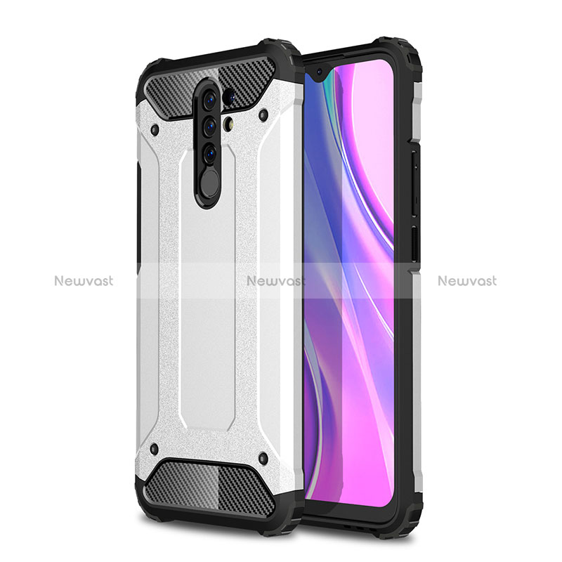 Silicone Matte Finish and Plastic Back Cover Case WL1 for Xiaomi Redmi 9 Prime India Silver