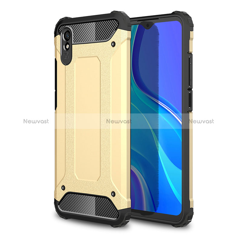 Silicone Matte Finish and Plastic Back Cover Case WL1 for Xiaomi Redmi 9A Gold