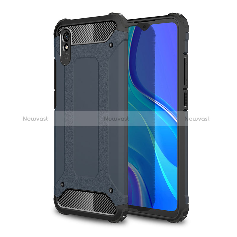Silicone Matte Finish and Plastic Back Cover Case WL1 for Xiaomi Redmi 9A Navy Blue