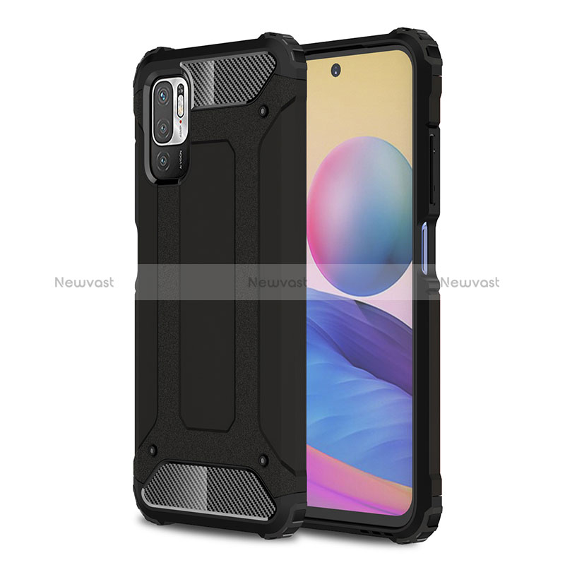 Silicone Matte Finish and Plastic Back Cover Case WL1 for Xiaomi Redmi Note 10 5G Black