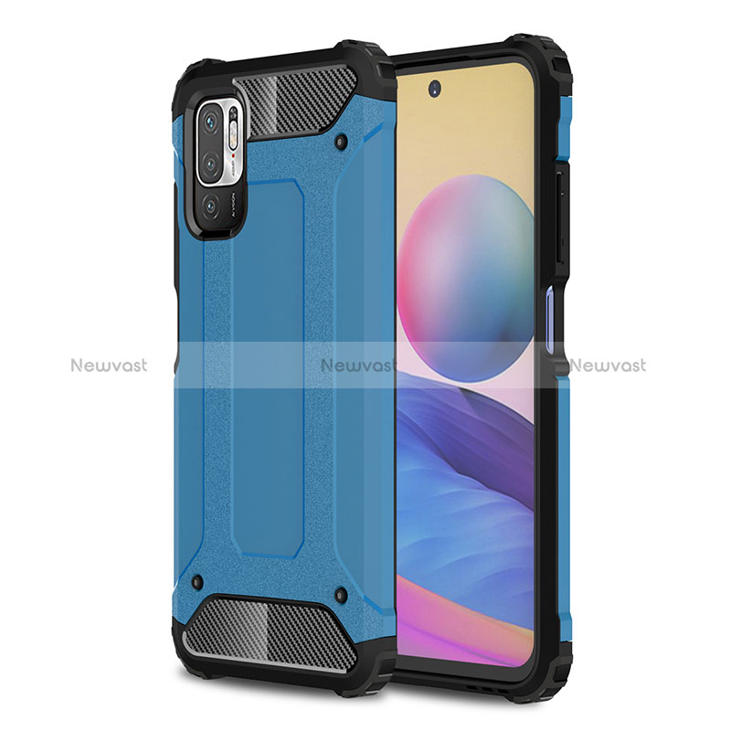 Silicone Matte Finish and Plastic Back Cover Case WL1 for Xiaomi Redmi Note 10 5G Blue