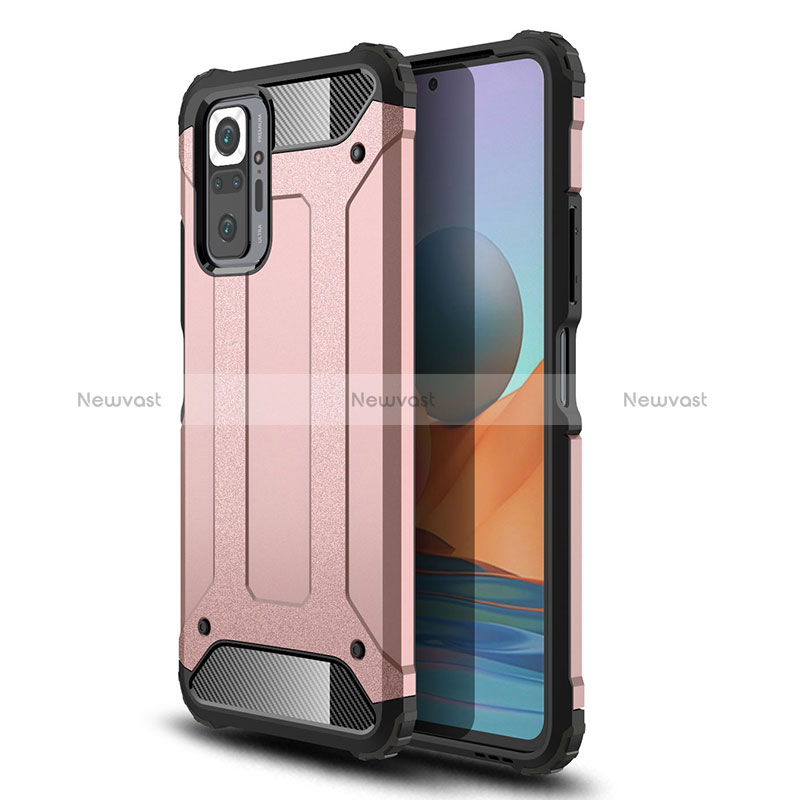 Silicone Matte Finish and Plastic Back Cover Case WL1 for Xiaomi Redmi Note 10 Pro 4G Rose Gold