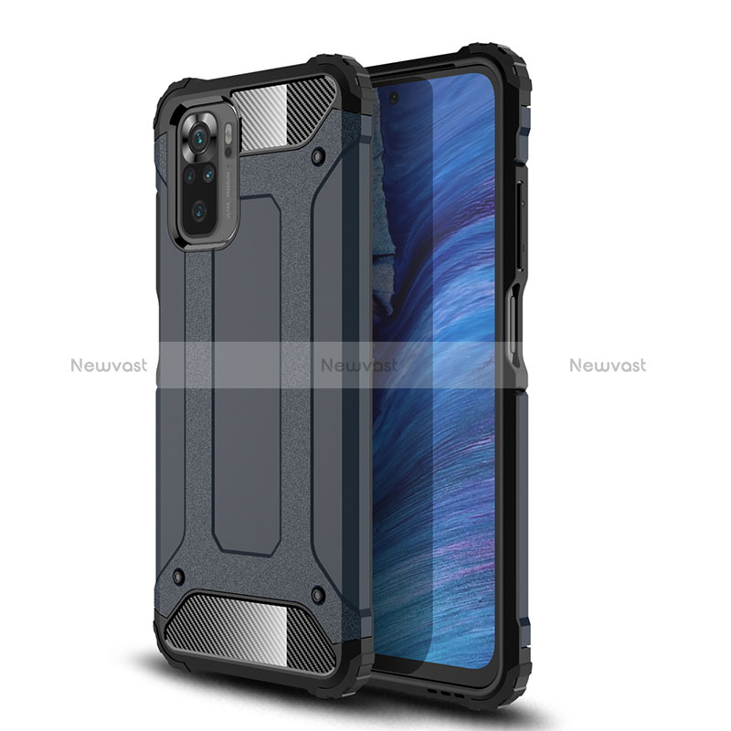 Silicone Matte Finish and Plastic Back Cover Case WL1 for Xiaomi Redmi Note 10S 4G Navy Blue