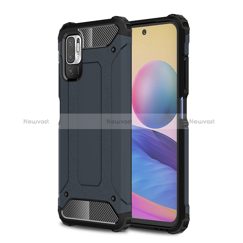 Silicone Matte Finish and Plastic Back Cover Case WL1 for Xiaomi Redmi Note 10T 5G Navy Blue