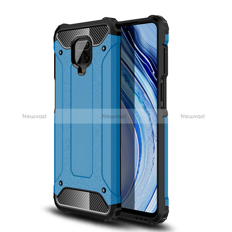 Silicone Matte Finish and Plastic Back Cover Case WL1 for Xiaomi Redmi Note 9 Pro Blue