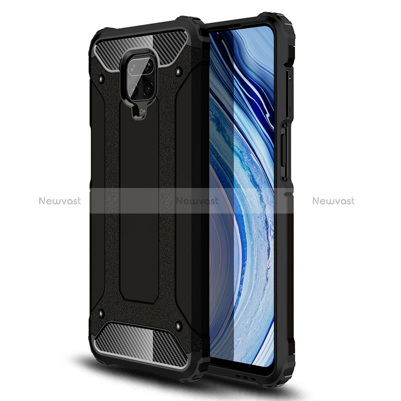 Silicone Matte Finish and Plastic Back Cover Case WL1 for Xiaomi Redmi Note 9S Black