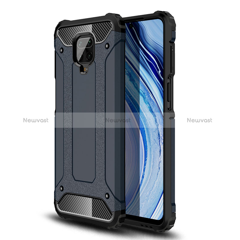 Silicone Matte Finish and Plastic Back Cover Case WL1 for Xiaomi Redmi Note 9S Navy Blue