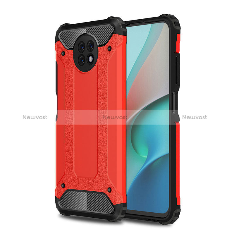 Silicone Matte Finish and Plastic Back Cover Case WL1 for Xiaomi Redmi Note 9T 5G Red