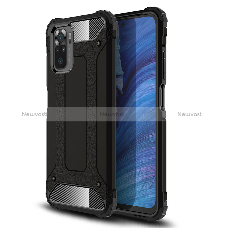 Silicone Matte Finish and Plastic Back Cover Case WL2 for Xiaomi Poco M5S Black