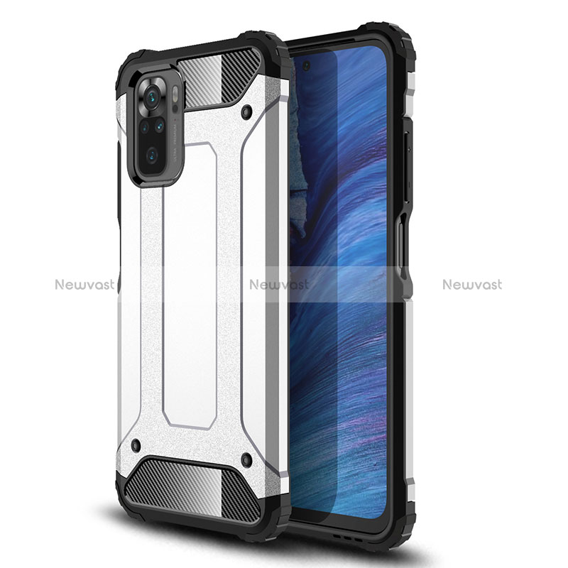 Silicone Matte Finish and Plastic Back Cover Case WL2 for Xiaomi Poco M5S Silver