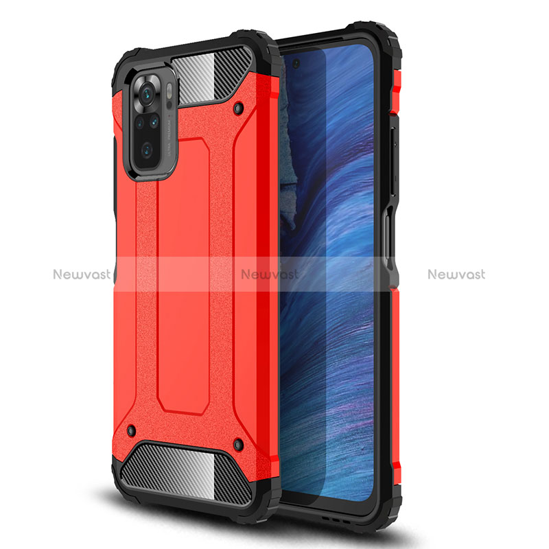 Silicone Matte Finish and Plastic Back Cover Case WL2 for Xiaomi Redmi Note 10 4G Red