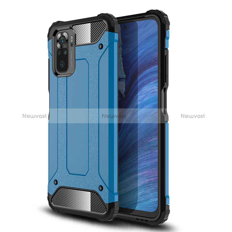 Silicone Matte Finish and Plastic Back Cover Case WL2 for Xiaomi Redmi Note 10S 4G Blue