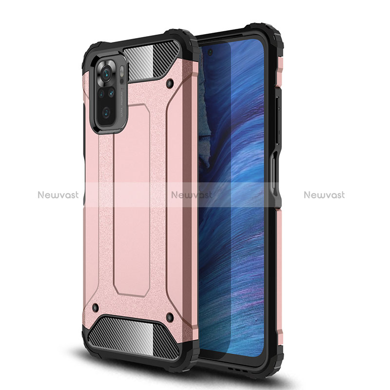 Silicone Matte Finish and Plastic Back Cover Case WL2 for Xiaomi Redmi Note 10S 4G Rose Gold