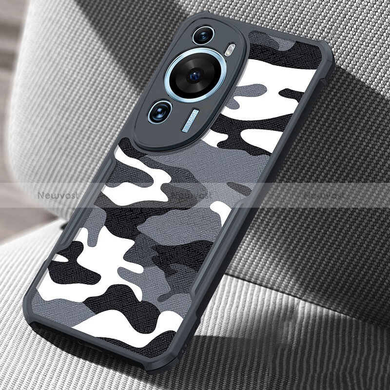 Silicone Matte Finish and Plastic Back Cover Case XD1 for Huawei P60 Art Black