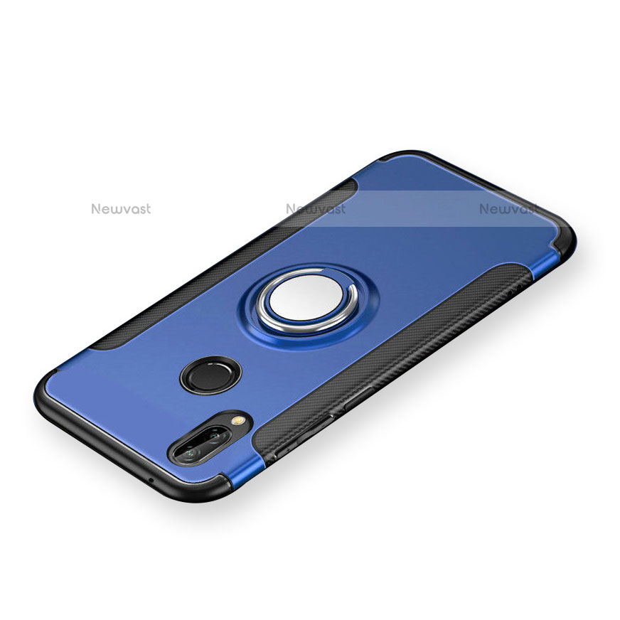 Silicone Matte Finish and Plastic Back Cover with Finger Ring Stand for Huawei Nova 3i Blue