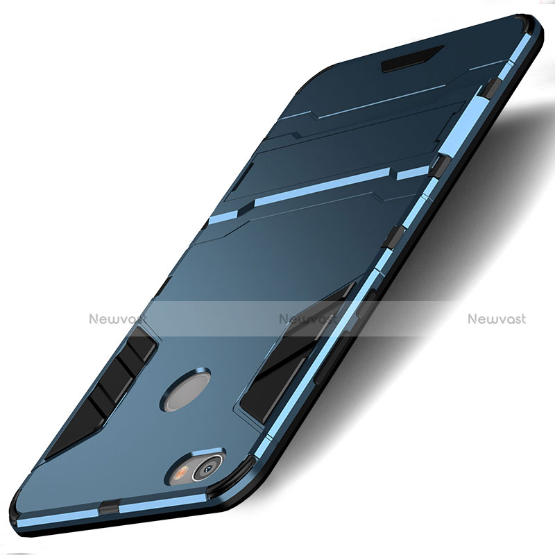Silicone Matte Finish and Plastic Back Cover with Stand for Xiaomi Redmi Y1 Blue