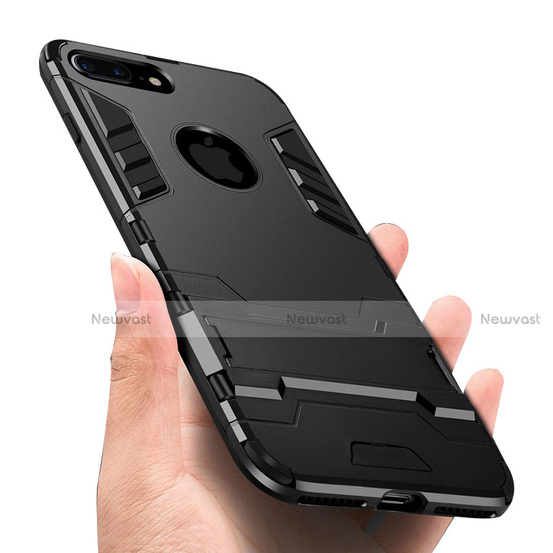 Silicone Matte Finish Stands Case for Apple iPhone 8 Plus Black