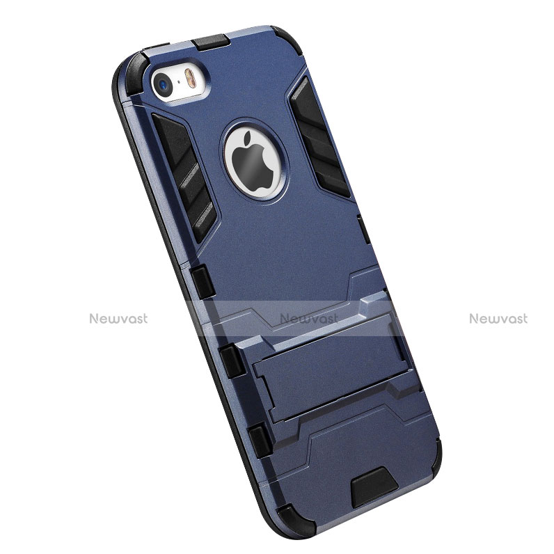 Silicone Matte Finish Stands Cover for Apple iPhone 5 Blue