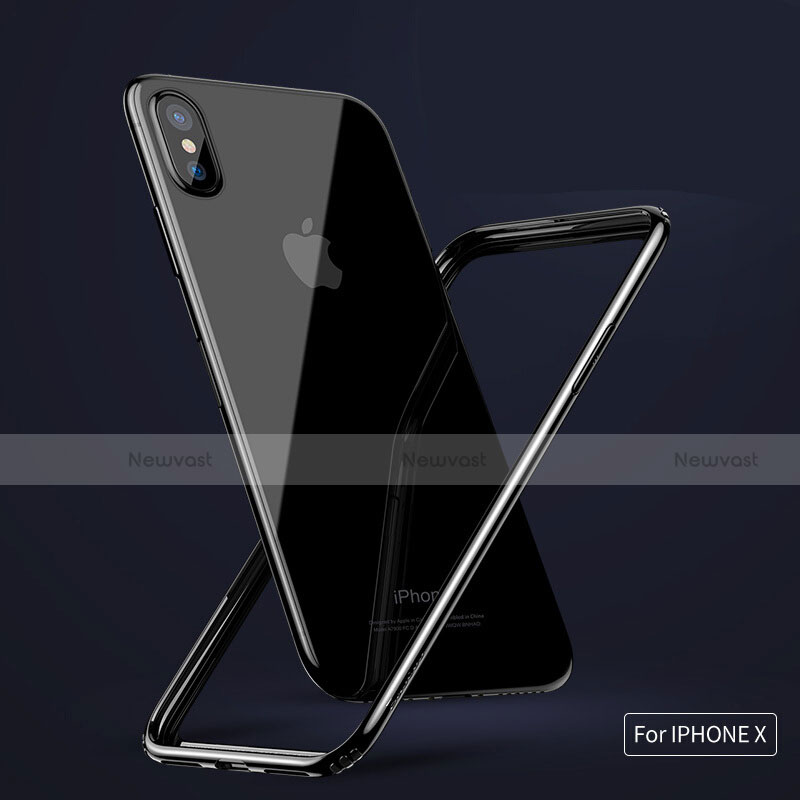 Silicone Silicone Frame Case with Tempered Glass Screen Protector for Apple iPhone Xs Black