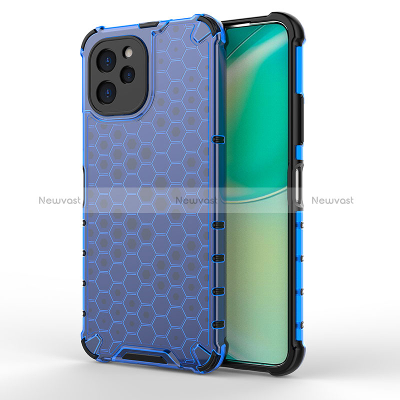 Silicone Transparent Frame Case Cover 360 Degrees AM1 for Huawei Enjoy 50z Blue