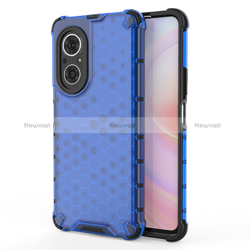 Silicone Transparent Frame Case Cover 360 Degrees AM1 for Huawei Honor 50 SE 5G Blue