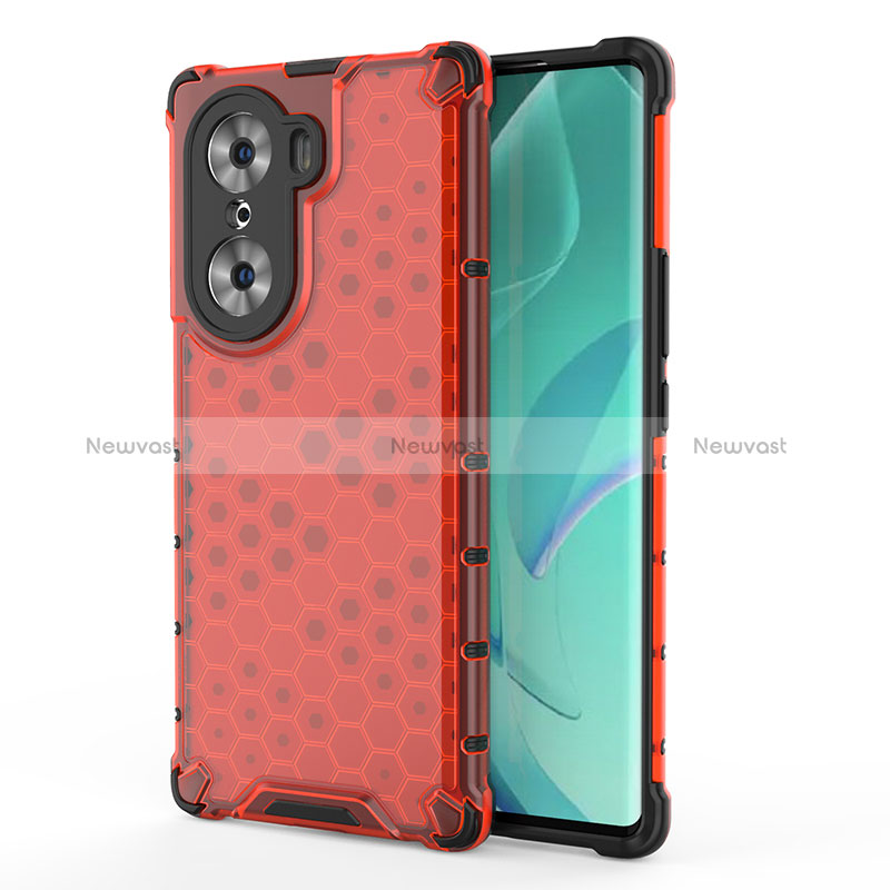 Silicone Transparent Frame Case Cover 360 Degrees AM1 for Huawei Honor 60 Pro 5G Red