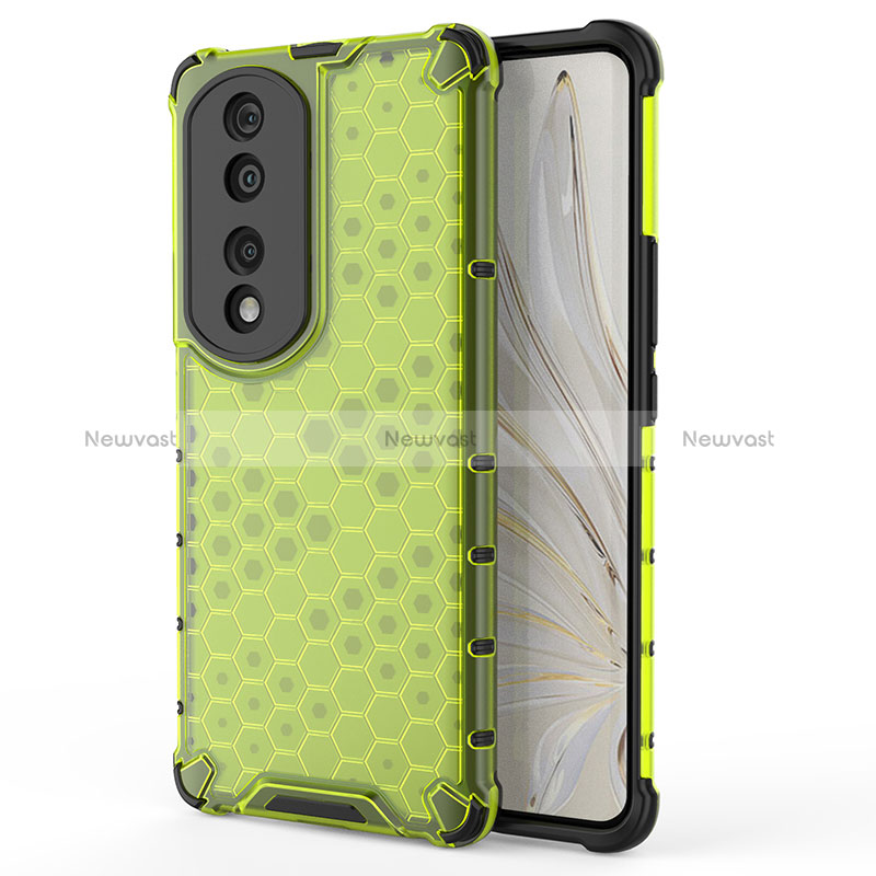 Silicone Transparent Frame Case Cover 360 Degrees AM1 for Huawei Honor 70 Pro 5G Green