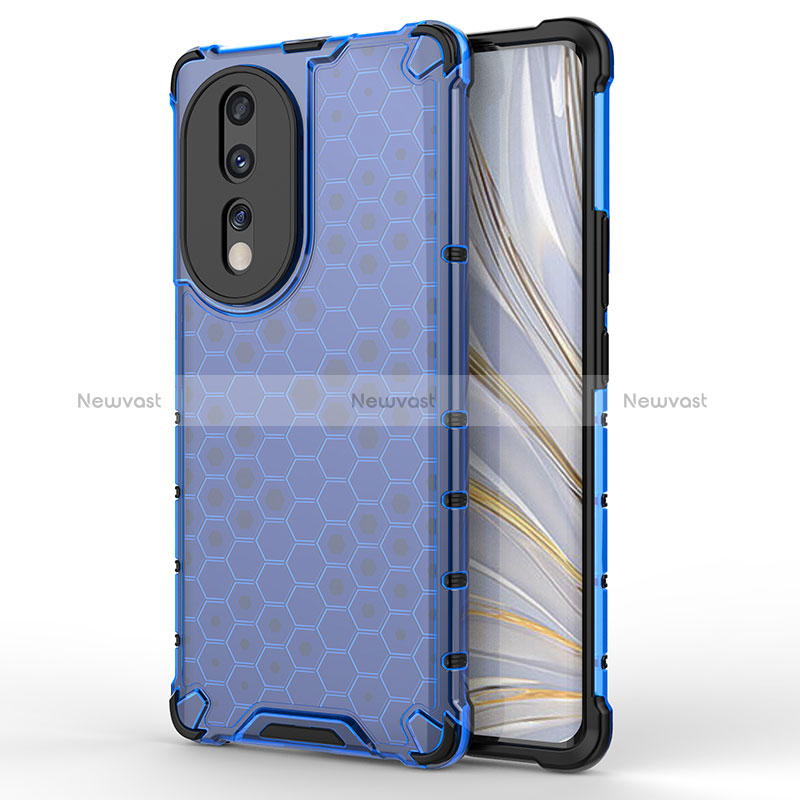 Silicone Transparent Frame Case Cover 360 Degrees AM1 for Huawei Honor 80 5G Blue