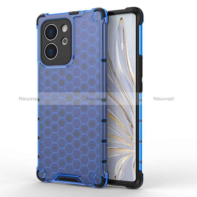 Silicone Transparent Frame Case Cover 360 Degrees AM1 for Huawei Honor 80 SE 5G Blue