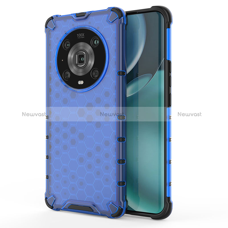 Silicone Transparent Frame Case Cover 360 Degrees AM1 for Huawei Honor Magic4 Pro 5G Blue