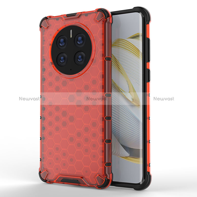 Silicone Transparent Frame Case Cover 360 Degrees AM1 for Huawei Mate 50 Pro Red