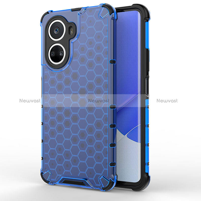 Silicone Transparent Frame Case Cover 360 Degrees AM1 for Huawei Nova 10 SE Blue