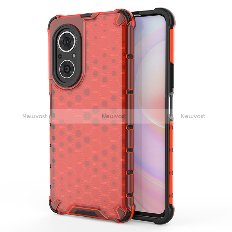 Silicone Transparent Frame Case Cover 360 Degrees AM1 for Huawei Nova 9 SE Red