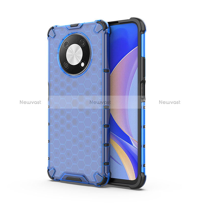 Silicone Transparent Frame Case Cover 360 Degrees AM1 for Huawei Nova Y90 Blue