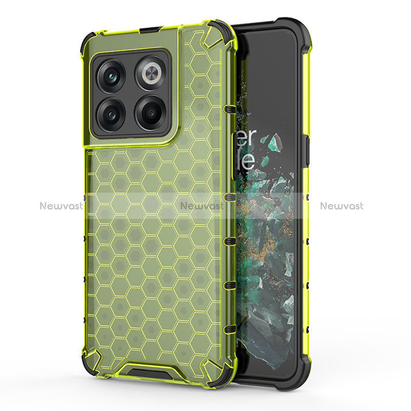 Silicone Transparent Frame Case Cover 360 Degrees AM1 for OnePlus 10T 5G Green