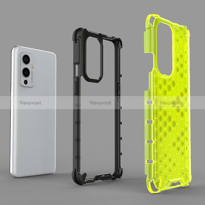 Silicone Transparent Frame Case Cover 360 Degrees AM1 for OnePlus 9 5G