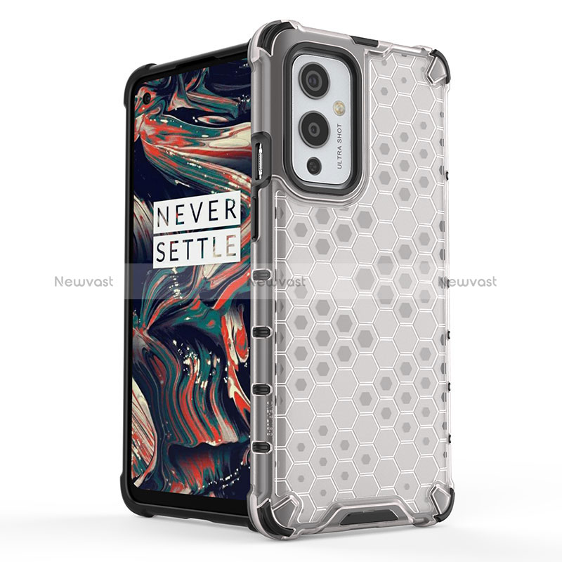 Silicone Transparent Frame Case Cover 360 Degrees AM1 for OnePlus 9 5G